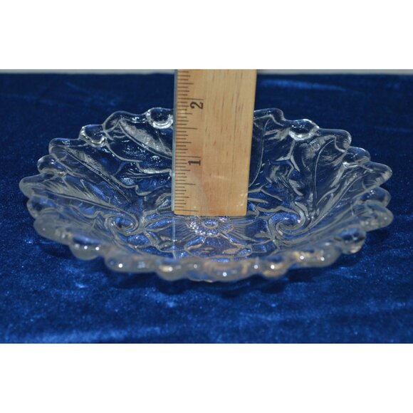 Vintage Indiana Glass Wild Rose Clear Flower Dessert Plate Bowl Dish Tray Leaf - Picture 4 of 5